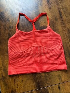 Lululemon Ebb to Street Crop Tank Coral Pink Striped Size 4